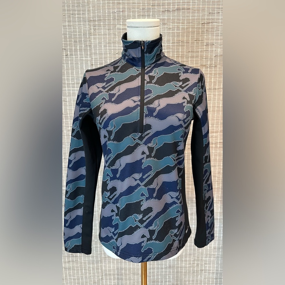 💜 Kerrits Riding Top Pullover 1/2 Zip Horse Print Fleece 💜